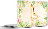 Laptop sticker - 13.3 inch - Giraffe - Aquarelverf - Bloemen - Jungle - 31x22,5cm - Laptopstickers - Laptop skin - Cover