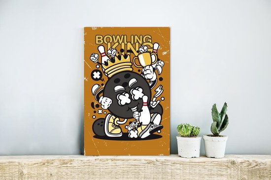 Décoration murale Métal - Peinture Aluminium Industriel - Vintage - Bowling - King - 20x30 cm - Dibond - Photo sur aluminium - Décoration murale industrielle - Pour le salon/chambre