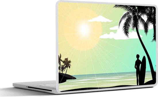 Sticker pour ordinateur portable - 13,3 pouces - Mer - Surf - Soleil - Palmier - 31x22,5cm - Autocollants pour ordinateur portable - Skin pour ordinateur portable - Housse