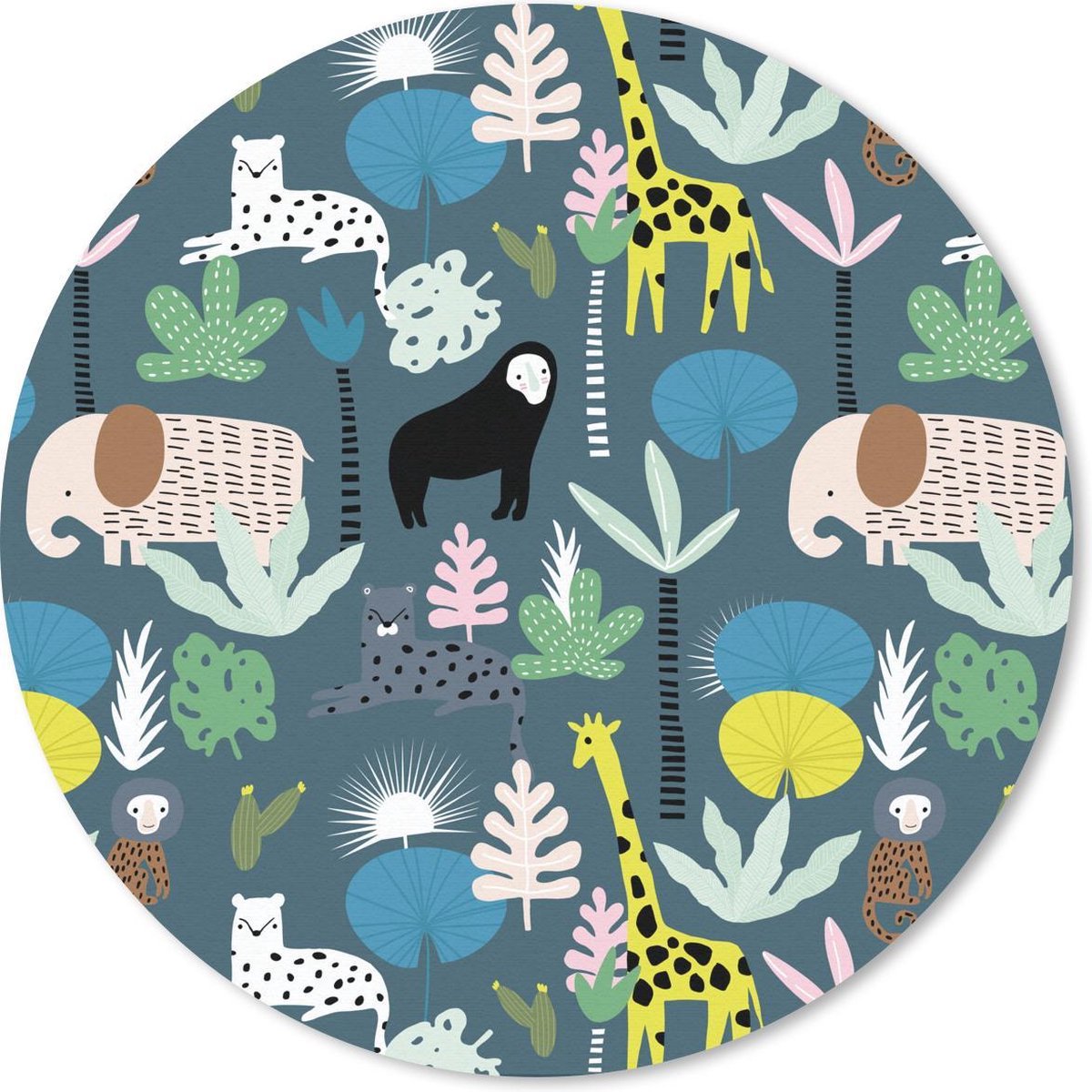 Muismat rond 30x30 cm - Mousepad Jungle - Aap - Boom - Ronde muismatten