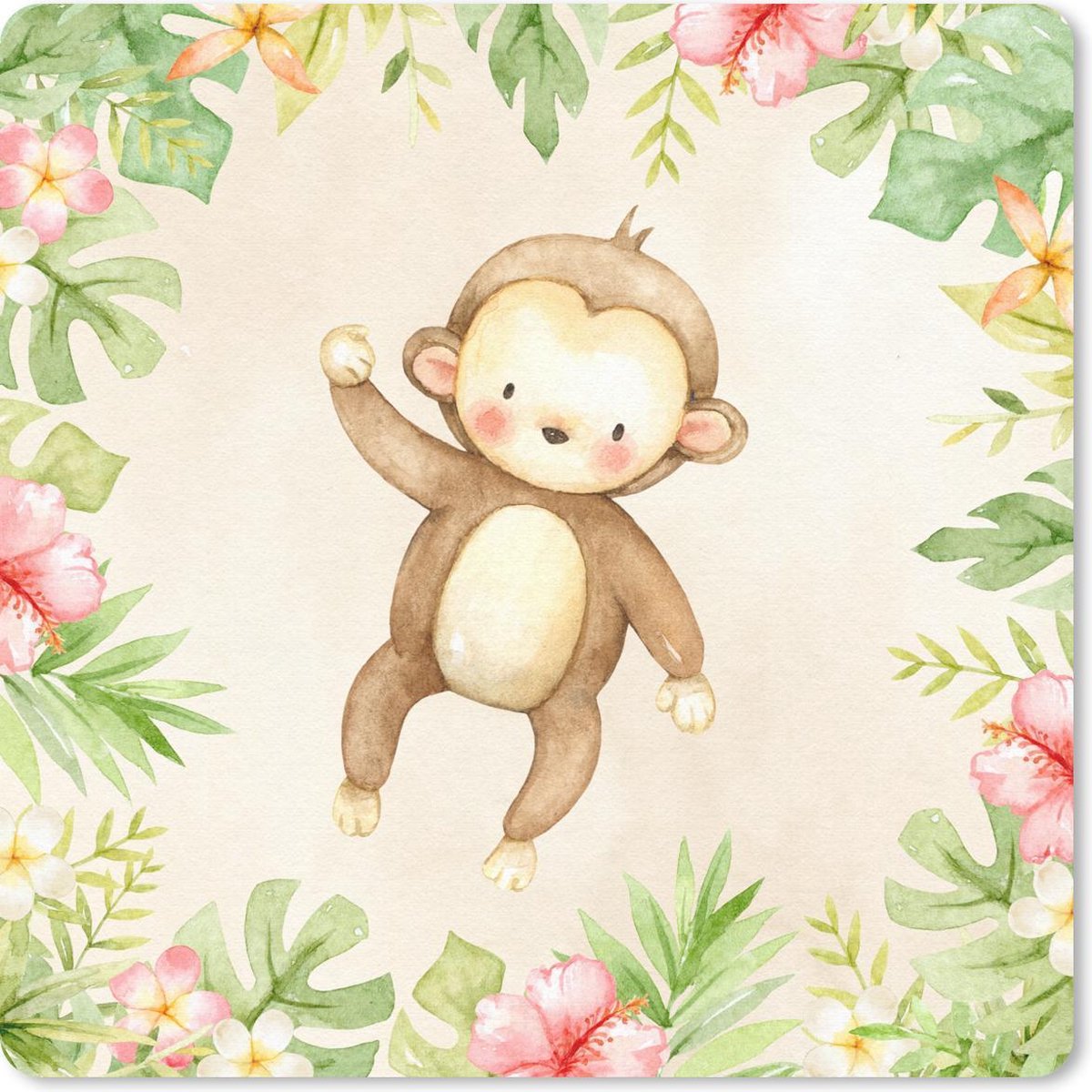 Muismat 30x30 cm - Mousepad Jungle - Aap - Waterverf - Muismatten