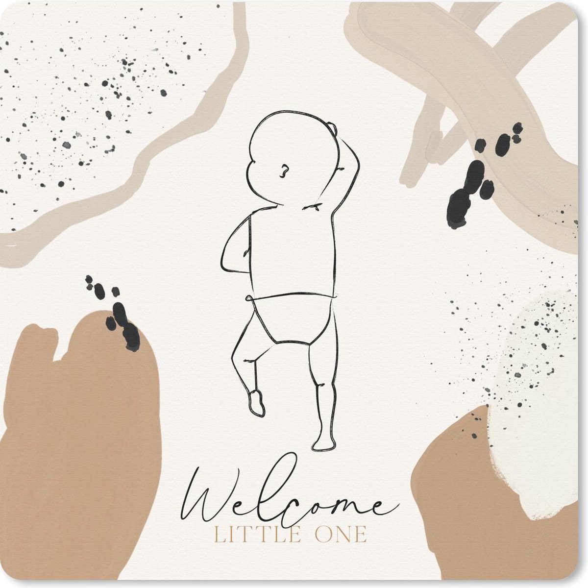 Muismat 30x30 cm - Mousepad Geboorte - Welcome little one - Baby - Spreuken - Quotes - Muismatten