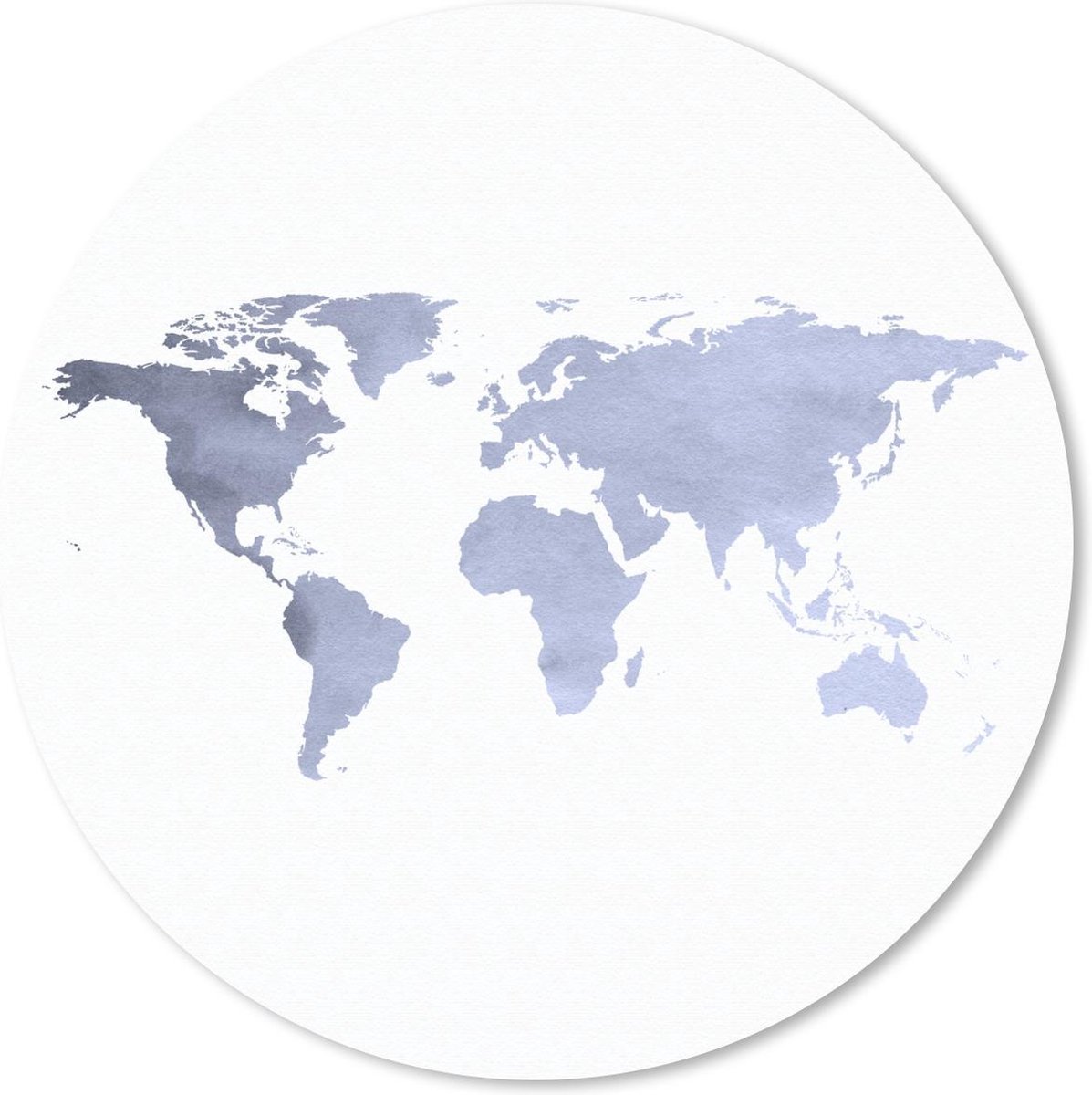 Muismat rond 20x20 cm - Mousepad Wereldkaart - Zilver - Wit - Ronde muismatten