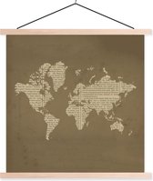 Affiche scolaire - Carte du Wereldkaart - Ancien - Journal - 60x60 cm - Lattes vierges