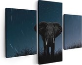 Artaza Peinture sur toile triptyque éléphant entouré d'étoiles - 90 x 60 - Photo sur toile - Impression sur toile