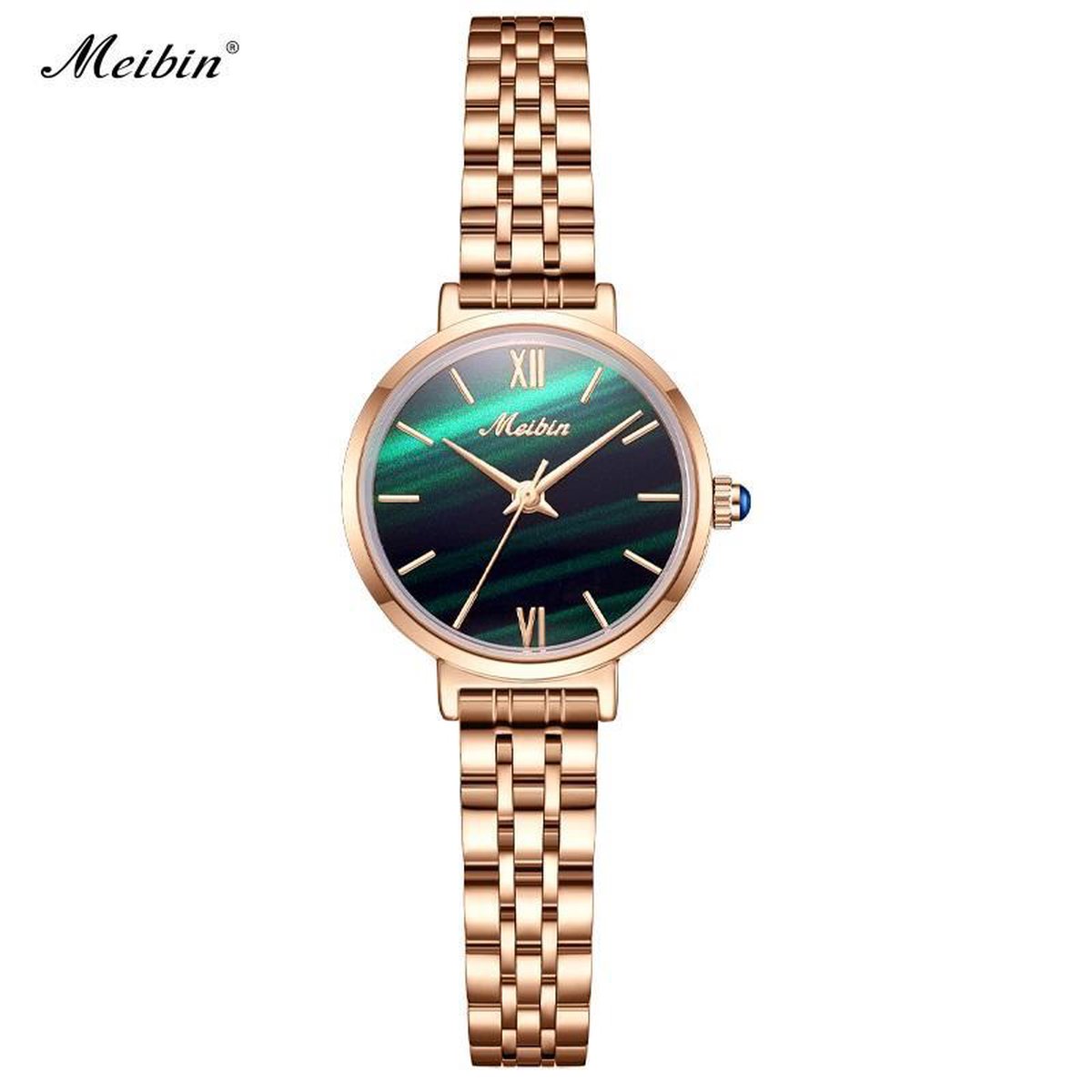 Longbo - Meibin - Dames Horloge - Rosé/Groen - 28mm (Productvideo)