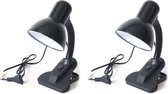 2x stuks zwarte leeslampen/bureaulampen met klem 12 x 11,5 x 30 cm - Buigbare klemlampen