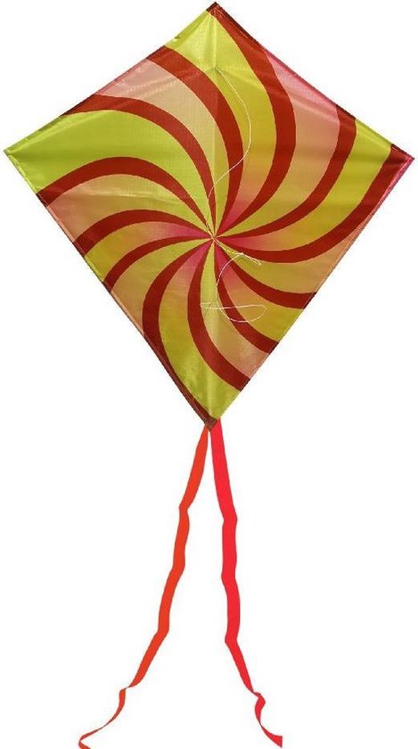 Rhombus junior diamond vlieger geel voor kinderen 65 x 65 cm - Kindervlieger - Strandspeelgoed - Buitenspeelgoed