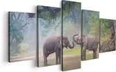 Artaza Toile Peinture Pentaptyque Deux Éléphants Dans L' Water - 100x50 - Photo Sur Toile - Impression Sur Toile