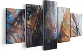 Artaza Canvas Schilderij Vijfluik Getekende Olifant Van Dichtbij - Abstract - 100x50 - Foto Op Canvas - Canvas Print