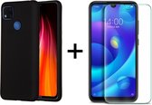 Xiaomi Redmi 9C hoesje zwart siliconen case hoes cover hoesjes - 1x Xiaomi Redmi 9C screenprotector