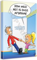 Tandarts Cartoon op canvas - Roland Hols - Afspraak - 120 x 90 cm - Houten frame 4 cm dik - Orthodontist - Mondhygiënist