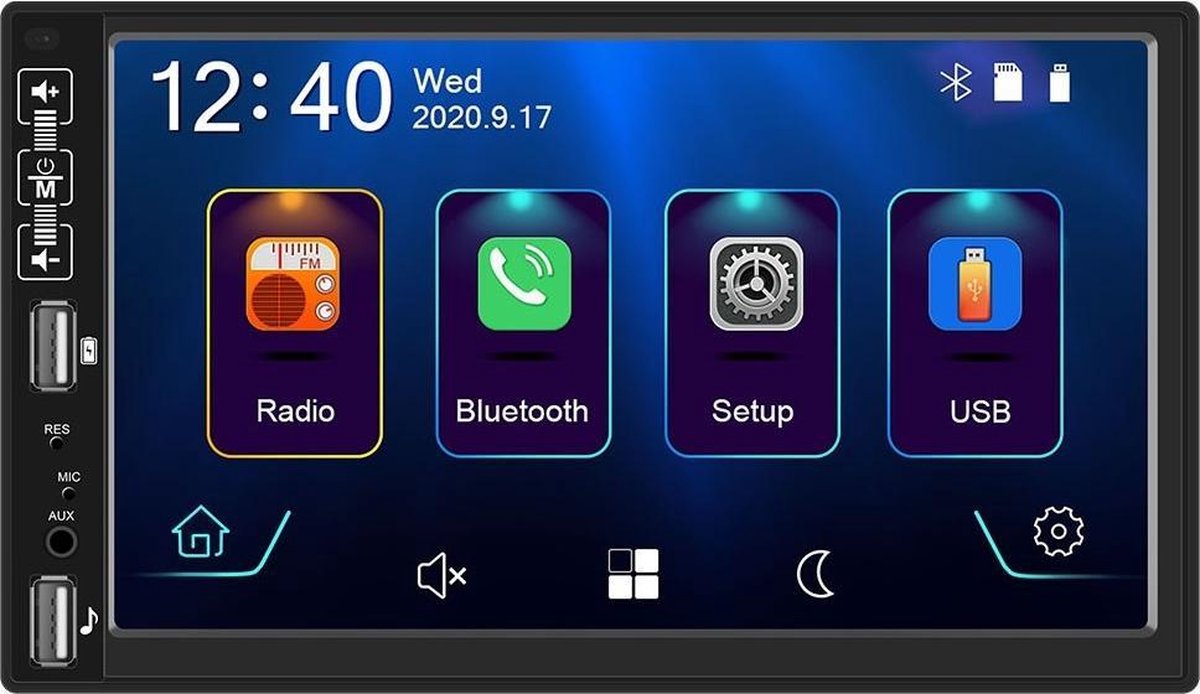 TechU™ Autoradio T134 – 2 Din met Afstandsbediening & Stuurwielbediening – 7.0 inch Touchscreen Monitor – FM radio – Bluetooth & Wifi – USB – SD – Handsfree bellen – GPS Navigatie – Android 10 – 1GB RAM +16GB ROM – Incl. Inbouwmicrofoon
