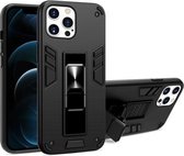 2 in 1 pc + TPU schokbestendige beschermhoes met onzichtbare houder voor iPhone 13 mini (zwart)