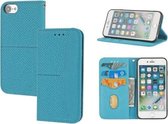 Geweven textuur stiksels magnetische horizontale flip PU lederen tas met houder & kaartsleuven & portemonnee & lanyard voor iPhone SE 2020/8/7 (blauw)