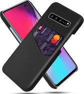 Voor Samsung Galaxy S10 5G Doek Textuur PC + PU lederen achterkant Schokbestendig hoesje met kaartsleuf (zwart)