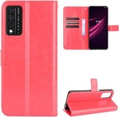 Voor T-Mobile REVVL V + 5G Crazy Horse Textuur Horizontale Flip Leather Case met Houder & Kaartsleuven & Lanyard (Rood)