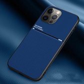 Klassieke Tilt Strip Grain Magnetische Schokbestendige PC + TPU Case voor iPhone 13 Pro Max (Blauw)