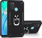 Voor Realme C17 PC + TPU-beschermhoes met 360 graden draaibare ringhouder (zwart)