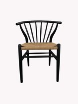Keukenstoel DKD Home Decor Zwart Rotan Elmhout (57 x 47 x 80 cm)