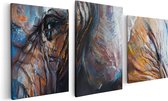Artaza Canvas Schilderij Drieluik Getekende Olifant Van Dichtbij - Abstract - 120x60 - Foto Op Canvas - Canvas Print