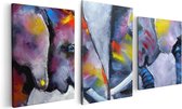 Artaza Canvas Schilderij Drieluik Twee Getekende Olifanten - Abstract - 120x60 - Foto Op Canvas - Canvas Print