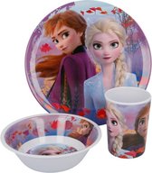 Disney Frozen ontbijtset - Bord / Beker / Kom - Serviesset - Multicolor - Kunststof - Set van 3