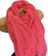 Dames sjaal effen kleur fuchsia roze