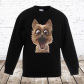 Zwarte sweater met grappige hond -s&C-134/140-Trui jongens