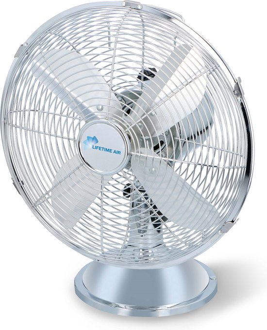 Tafelventilator met metalen bladen 30 cm, 35W, 3 snelheden, oscillatie en kantelbare kop, retro stijl