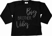 Shirt ik word grote broer-Bekendmaking zwangerschap-big brother vibes-zwart-zilver-Maat 122/128