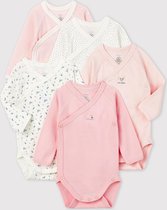 Petit Bateau 5 Pack Baby Overslag Meisjes Rompertje - Maat 62