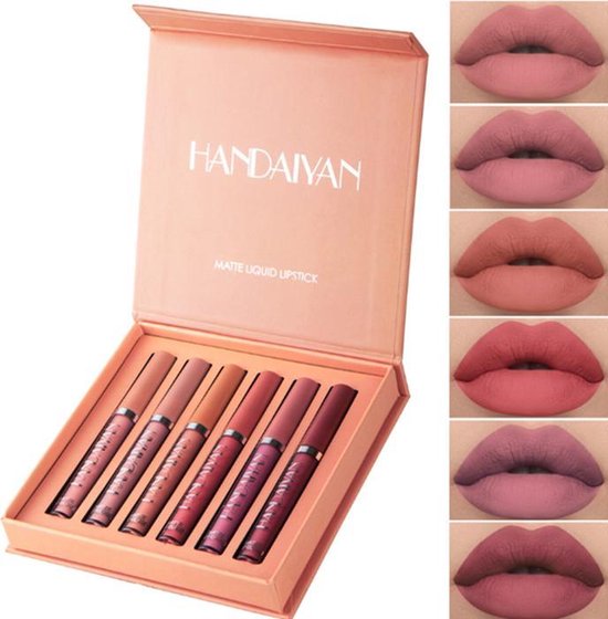 HANDAIYAN® Liquid lipsticks Set van 6 kleuren mat (nude color)