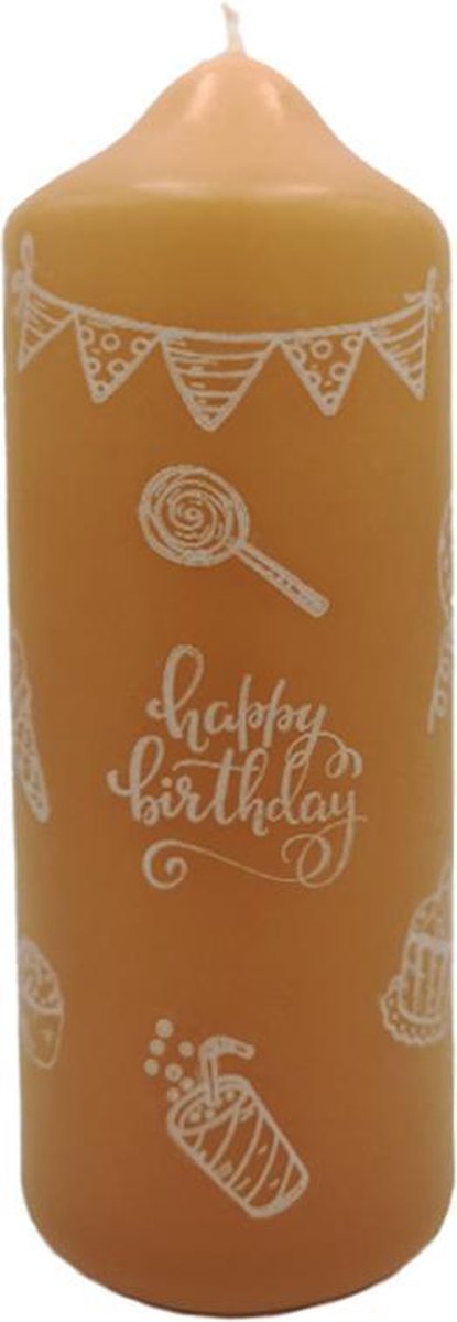 Verjaardag Cadeau Caramel Kaars met verjaardag afbeeldingen