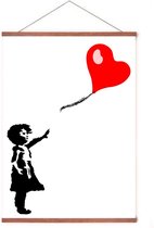 Poster In Posterhanger - Girl With A Red Balloon - Kader Hout - Bansky - 70x50 cm - Ophangsysteem