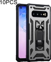 Voor Samsung Galaxy S10 10 PCS Variety Armor TPU + PC Schokbestendige magnetische beschermhoes met opvouwbare cliphouder (grijs)