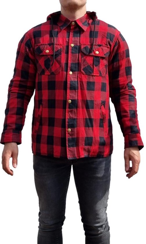 Veste de moto Lumberjack Rouge avec protection (amovible). Taille XL |  bol.com