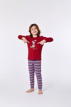 Woody pyjama jongens/heren - donkerrood - wasbeer - 212-1-PLS-S/477 - maat 140