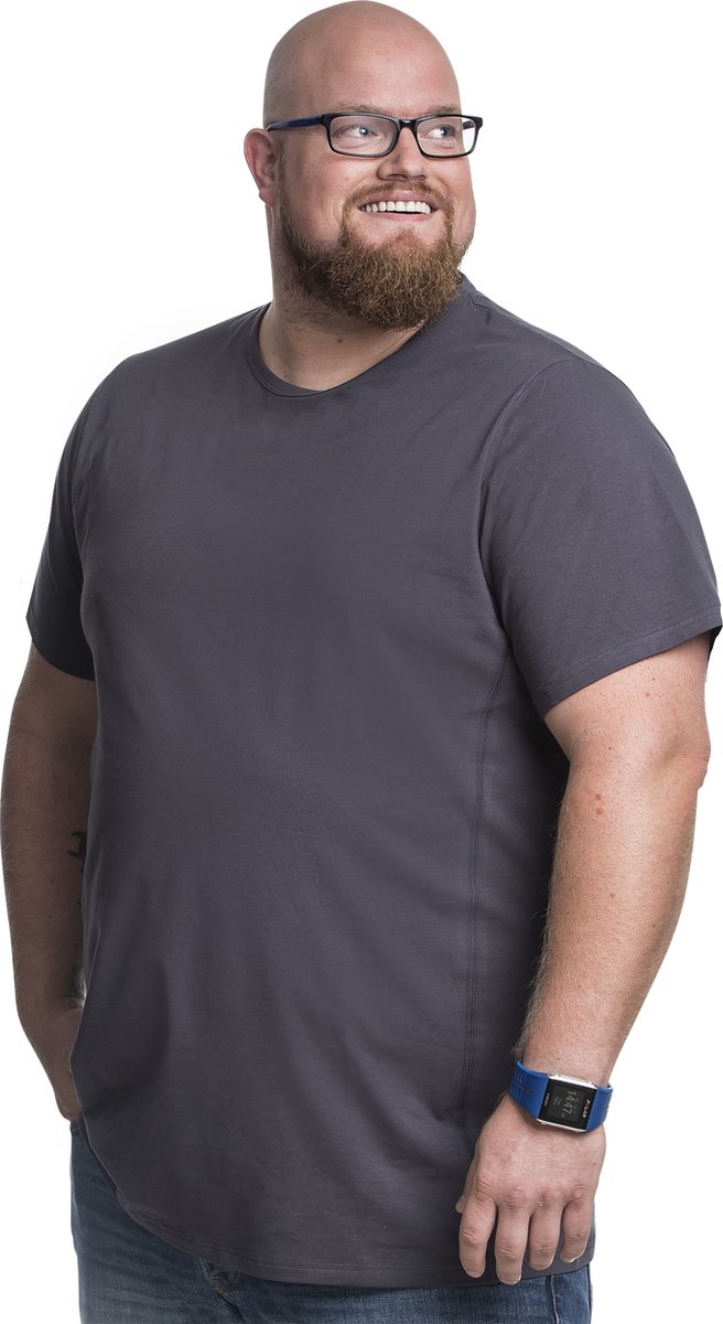 5XL 2pack T-shirt heren ronde hals grijs | grote maten T-shirt buikmaat 146 - 153 cm | XXXXXL