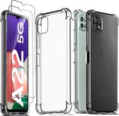 MP Case Shock Proof Samsung Galaxy A22 5G TPU Transparent Anti-Shock + 2x Screenprotector Tempered Glass
