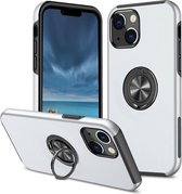 PC + TPU schokbestendige magnetische beschermhoes met onzichtbare ringhouder voor iPhone 13 Pro Max (zilver)