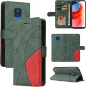 Voor Motorola Moto G Play 2021 Dual-color Splicing Horizontale Flip PU Lederen Case met Houder & Kaartsleuven & Portemonnee (Groen)