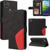 Voor Motorola Moto G9 Power Dual-color Splicing Horizontale Flip PU Lederen Case met Houder & Kaartsleuven & Portemonnee (Zwart)
