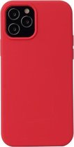 Effen kleur vloeibare siliconen schokbestendige beschermhoes voor iPhone 13 Pro Max (karmijn)