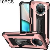 Voor Xiaomi Redmi Note 9 5G 10 PCS Knight Jazz PC + TPU Schokbestendige beschermhoes met opvouwbare houder (roségoud)