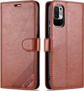 Voor Xiaomi Poco M3 Pro 5G/Redmi Note 10 5G AZNS Schapenvacht Textuur Horizontale Flip Lederen Case met Houder & Kaartsleuven & Portemonnee (Bruin)