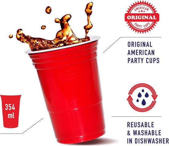 AmericanCups Bekers - 100 American Red Cups (473 ml) | bol.com
