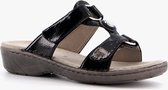 Jenny leren dames lak slippers - Zwart - Maat 38 - Echt leer