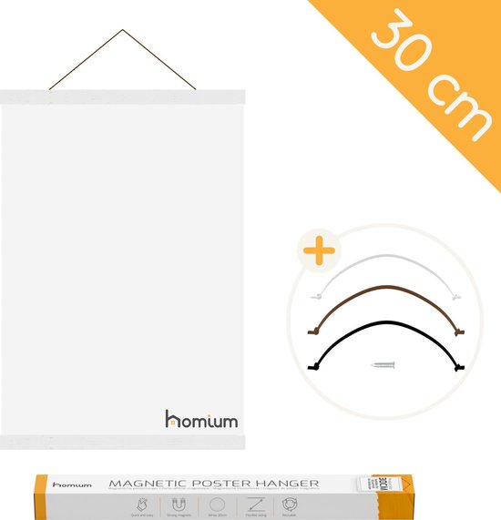 Porte- affiche Homium 30 cm - Bois - Wit - Système de Homium magnétique