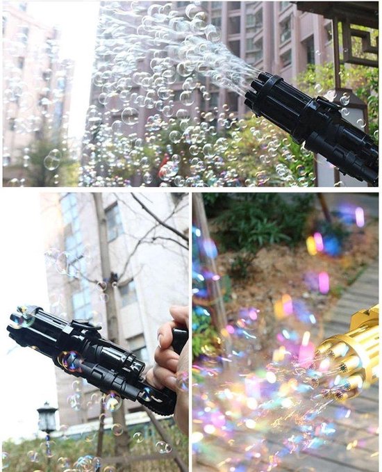 Pistolet à Bulles Gatling Smiffys - Noir Avec Tube Et Plateau - Jeu Extérieur Et Fêtes Pour Enfants (3 Ans Et Plus)